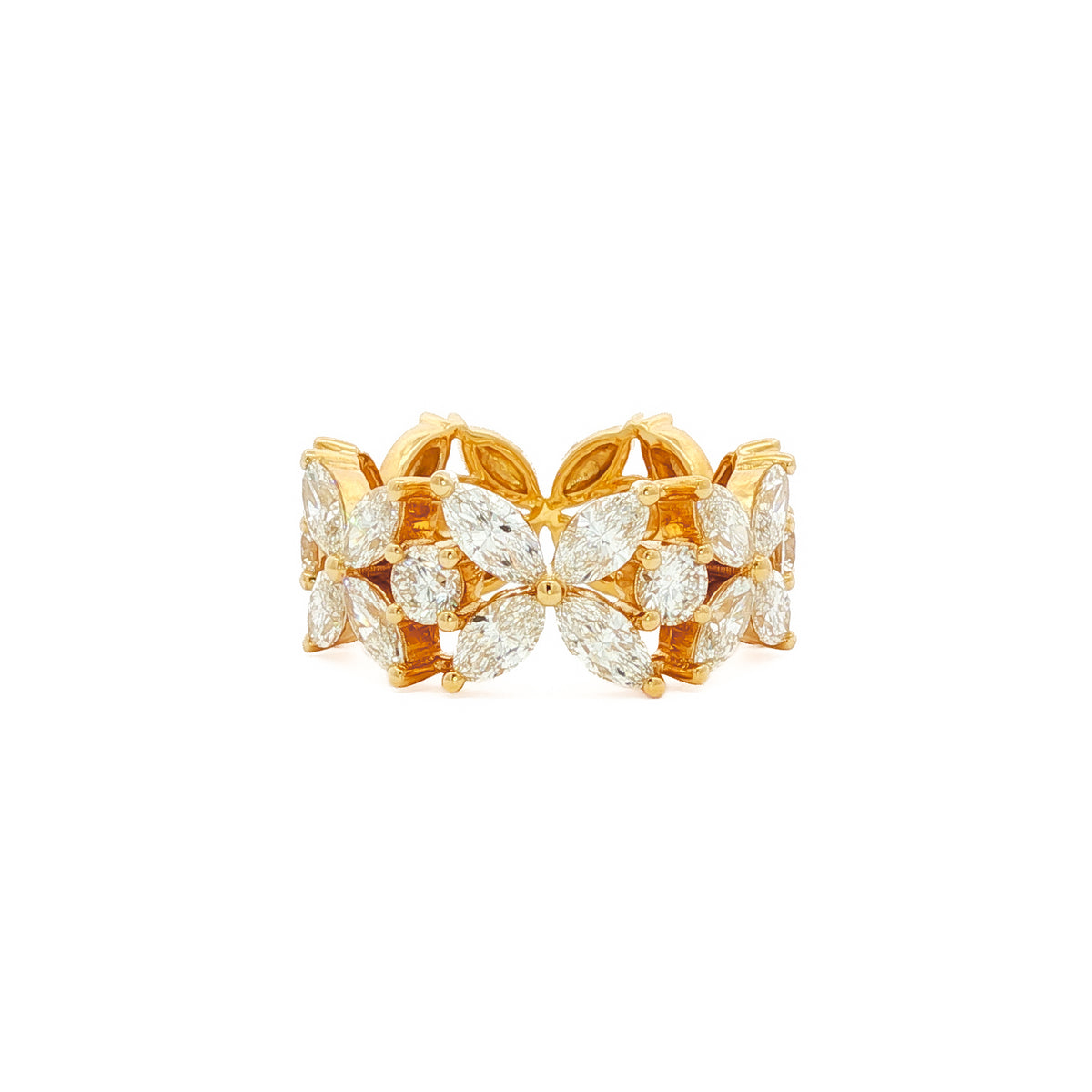 18kt Yellow Gold 3.00 ctw Diamond Large Floral Band Ring