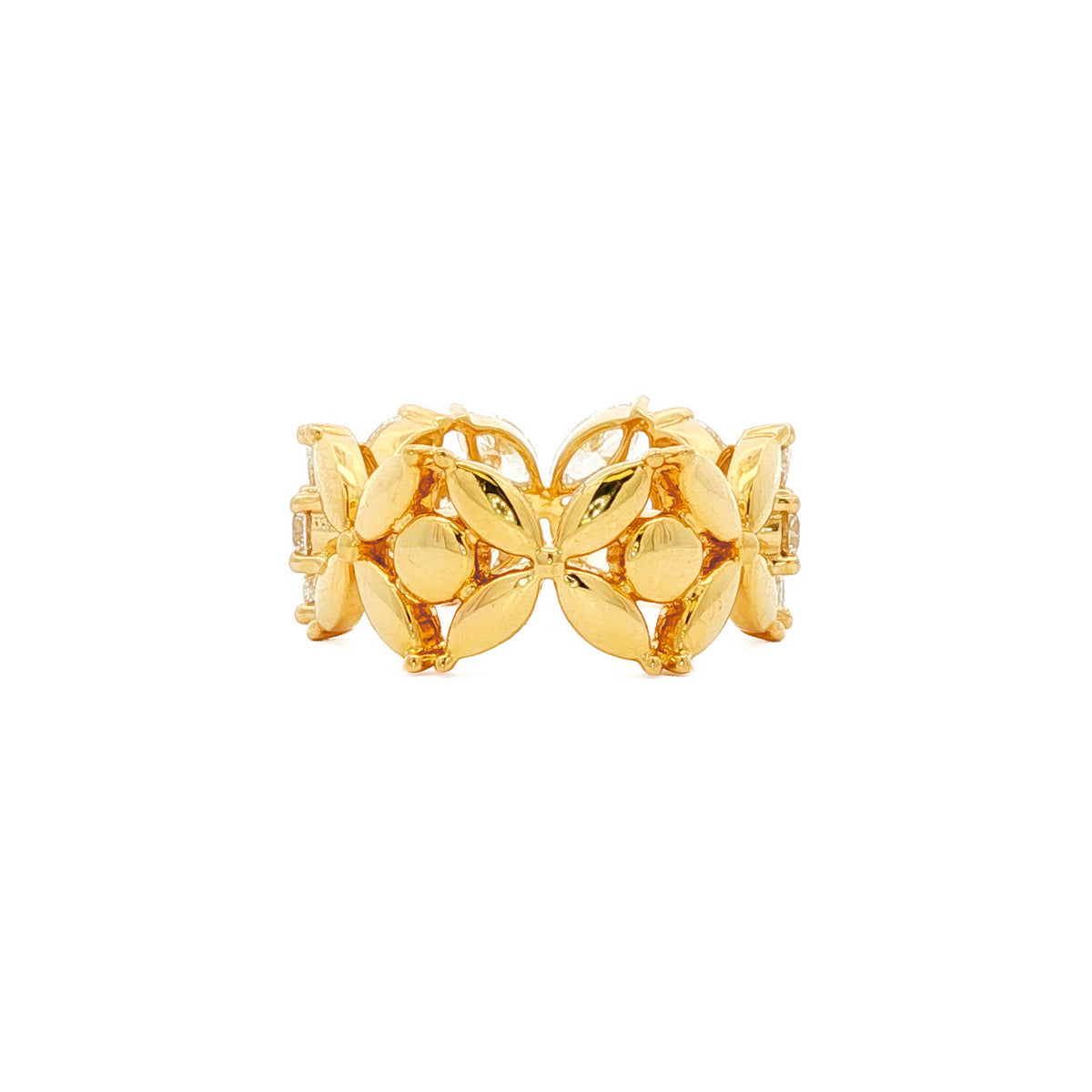 18kt Yellow Gold 3.00 ctw Diamond Large Floral Band Ring