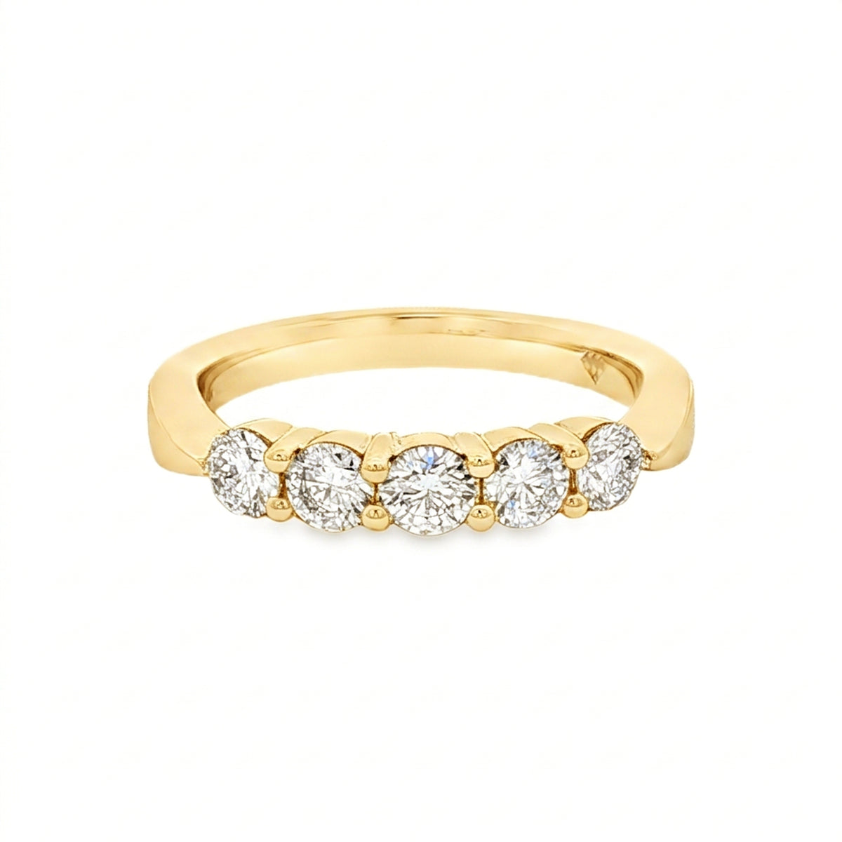 14kt Gold .75 ctw 5 Stone Slightly Tapered Diamond Band Yellow / 4,Yellow / 4.5,Yellow / 5,Yellow / 5.5,Yellow / 6,Yellow / 6.5,Yellow / 7,Yellow / 7.5,Yellow / 8,Yellow / 8.5,Yellow / 9