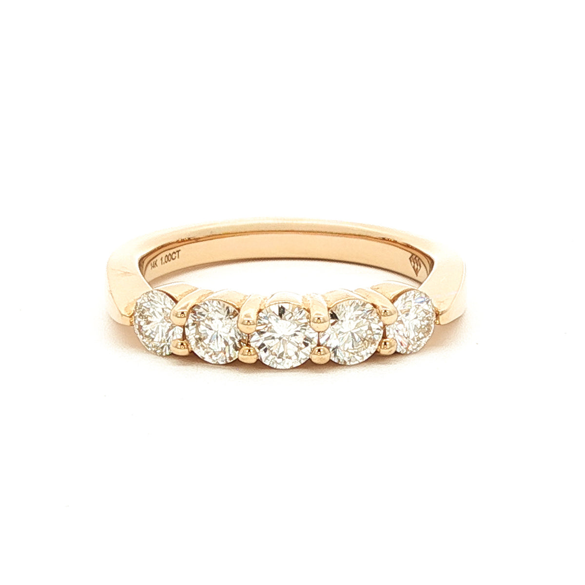 14kt Gold 1.00 ctw 5 Stone Slightly Tapered Diamond Band Yellow / 4,Yellow / 4.5,Yellow / 5,Yellow / 5.5,Yellow / 6,Yellow / 6.5,Yellow / 7,Yellow / 7.5,Yellow / 8,Yellow / 8.5,Yellow / 9