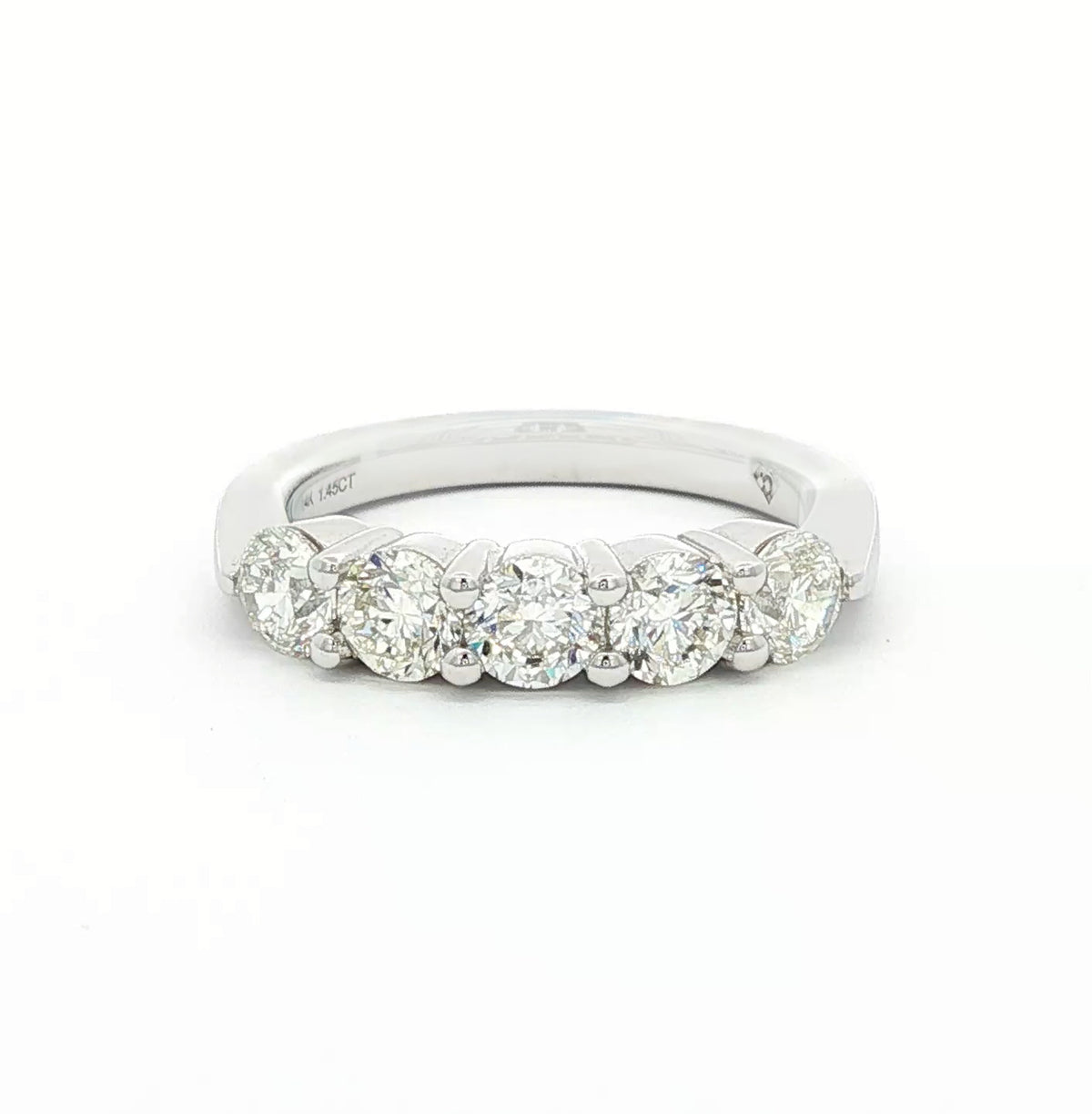 14kt Gold 1.50 ctw 5 Stone Slightly Tapered Diamond Band White / 4,White / 4.5,White / 5,White / 5.5,White / 6,White / 6.5,White / 7,White / 7.5,White / 8,White / 8.5,White / 9