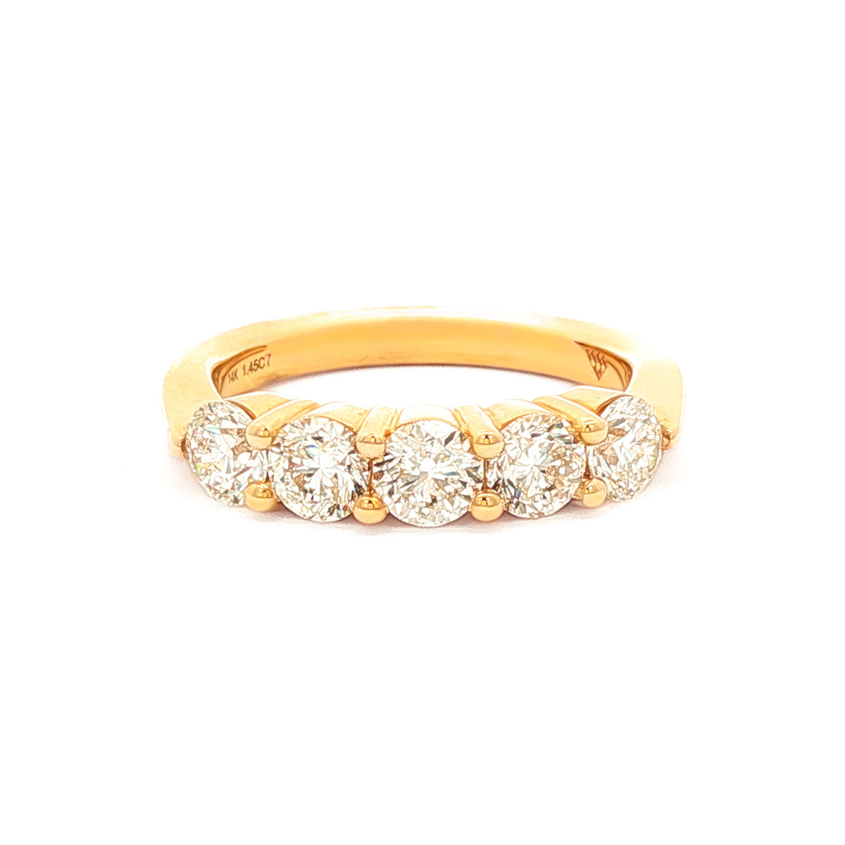 14kt Yellow Gold 1.50 ctw 5 Stone Slightly Tapered Diamond Band Yellow / 4,Yellow / 4.5,Yellow / 5,Yellow / 5.5,Yellow / 6,Yellow / 6.5,Yellow / 7,Yellow / 7.5,Yellow / 8,Yellow / 8.5,Yellow / 9