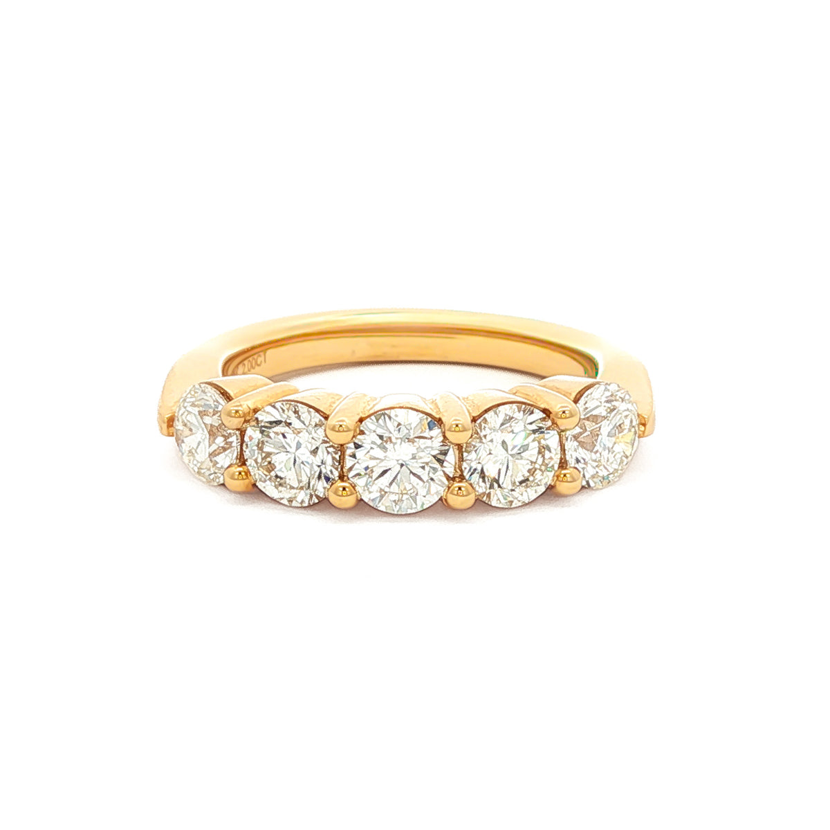 14kt Gold 2.00 ctw 5 Stone Slightly Tapered Diamond Band Yellow / 4,Yellow / 4.5,Yellow / 5,Yellow / 5.5,Yellow / 6,Yellow / 6.5,Yellow / 7,Yellow / 7.5,Yellow / 8,Yellow / 8.5,Yellow / 9