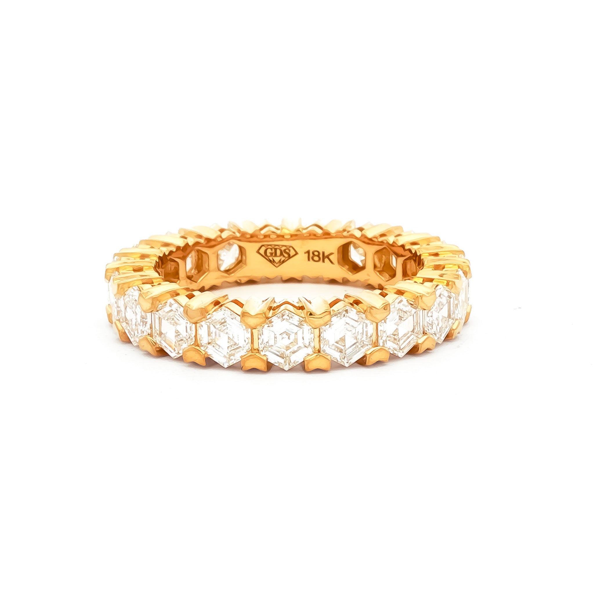 18kt Yellow Gold 3.67 ctw Hexagon Cut Diamond Eternity Band