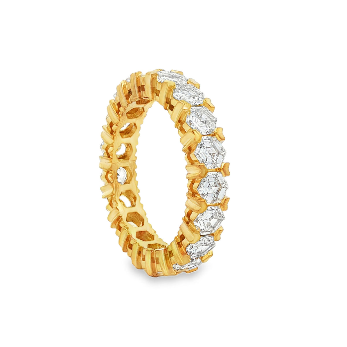 18kt Yellow Gold 3.67 ctw Hexagon Cut Diamond Eternity Band