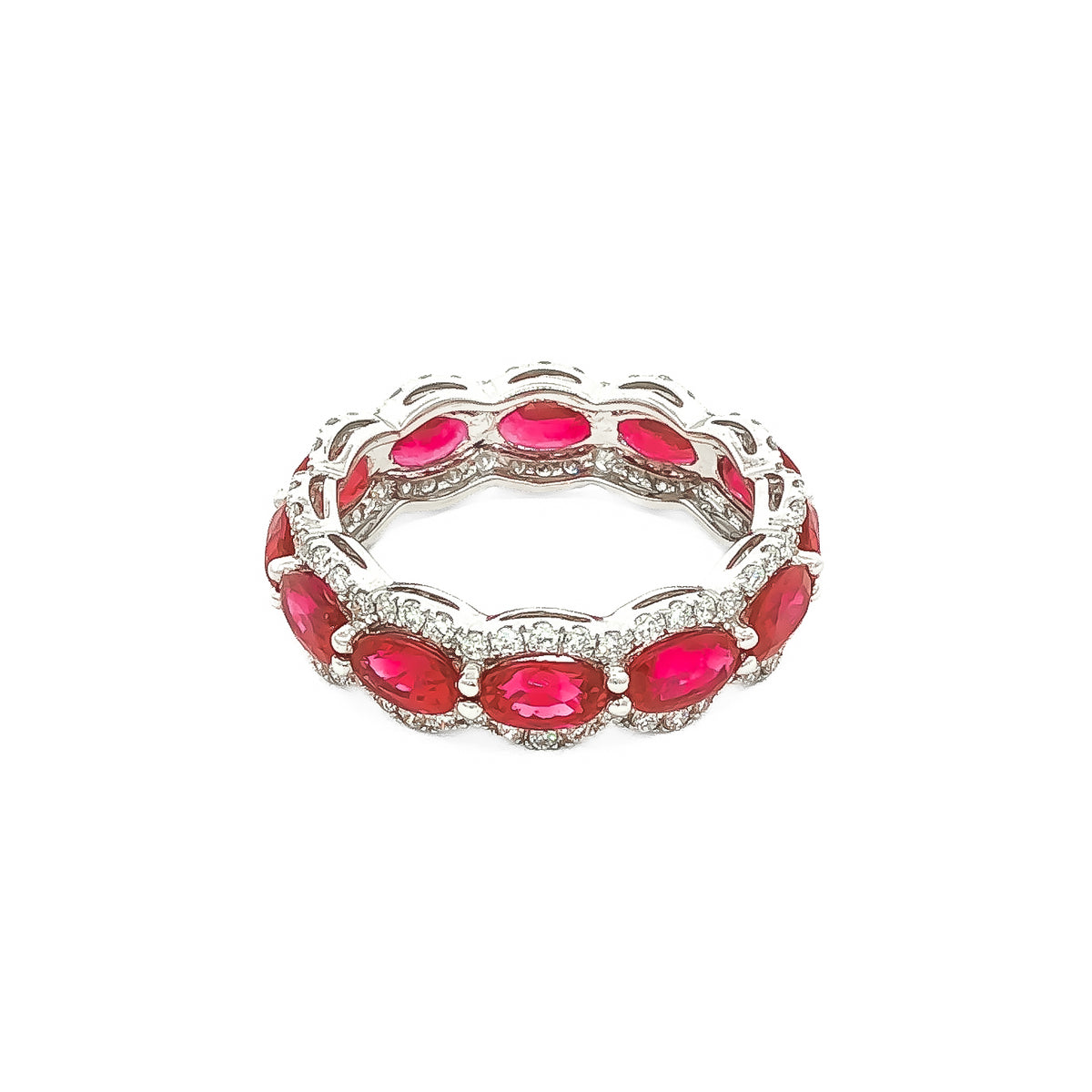18kt White Gold 3.96 ctw Oval Ruby & 0.39 ctw Diamond Eternity Band 6