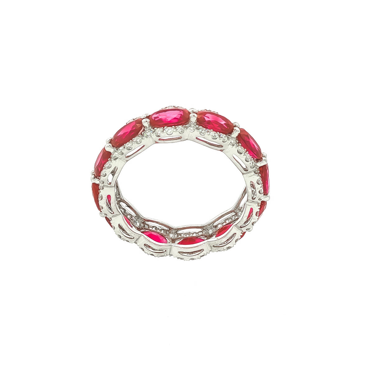 18kt White Gold 3.96 ctw Oval Ruby & 0.39 ctw Diamond Eternity Band 6