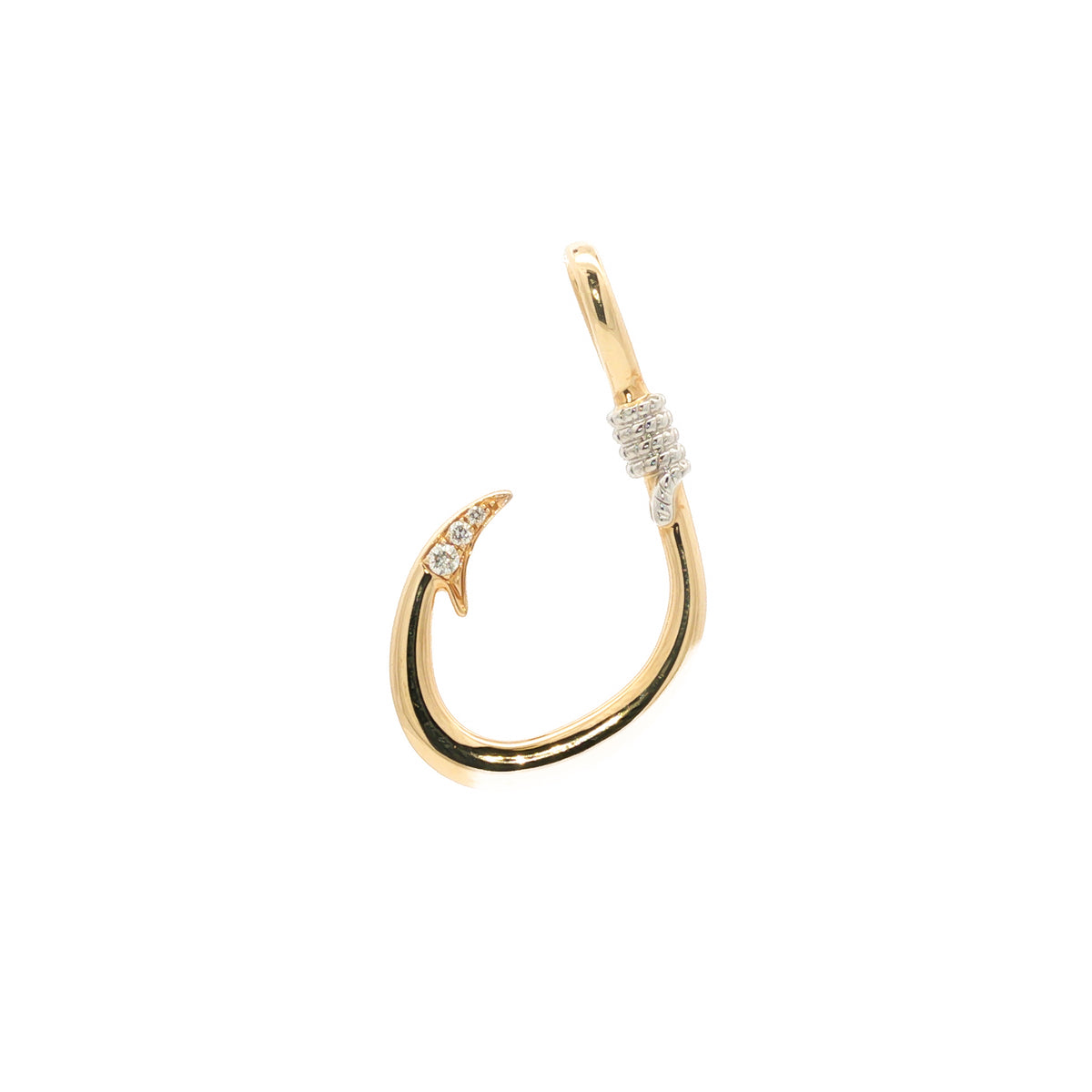 14kt Yellow & White Gold 0.06 ctw Diamond Deep Sea Hook Pendant