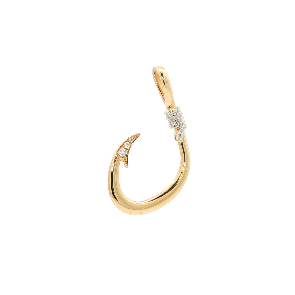 14kt Yellow & White Gold 0.06 ctw Diamond Deep Sea Hook Pendant