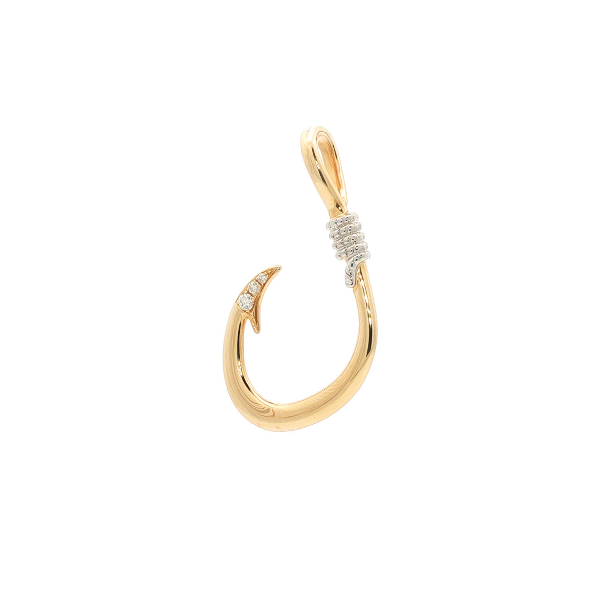 14kt Yellow & White Gold 0.06 ctw Diamond Deep Sea Hook Pendant