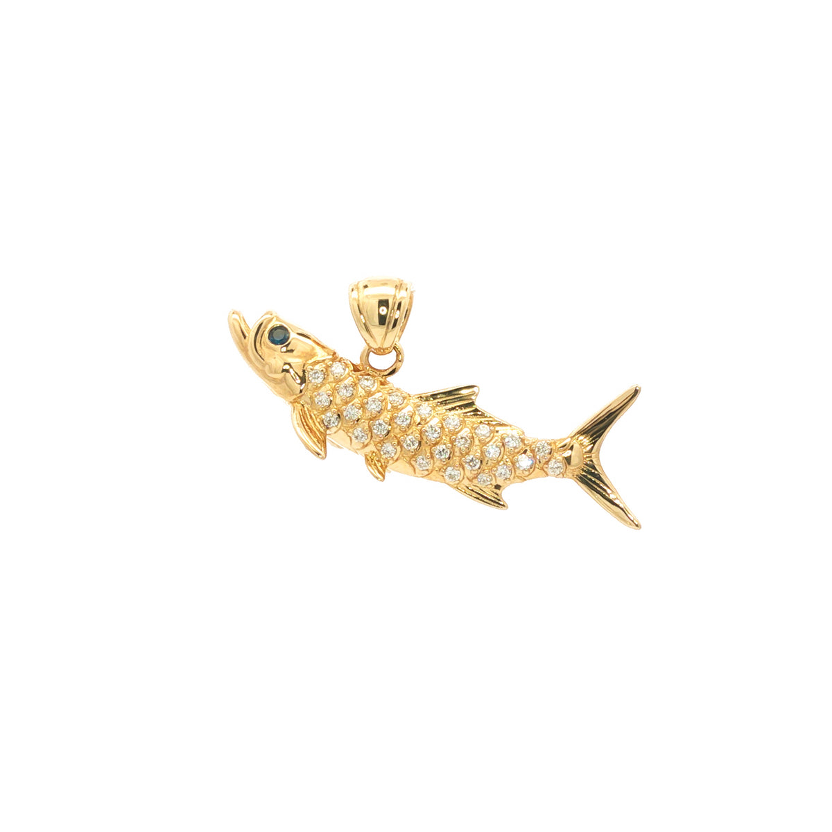14kt Yellow Gold Sapphire & 0.19 ctw Diamond Reversible Tarpon Pendant