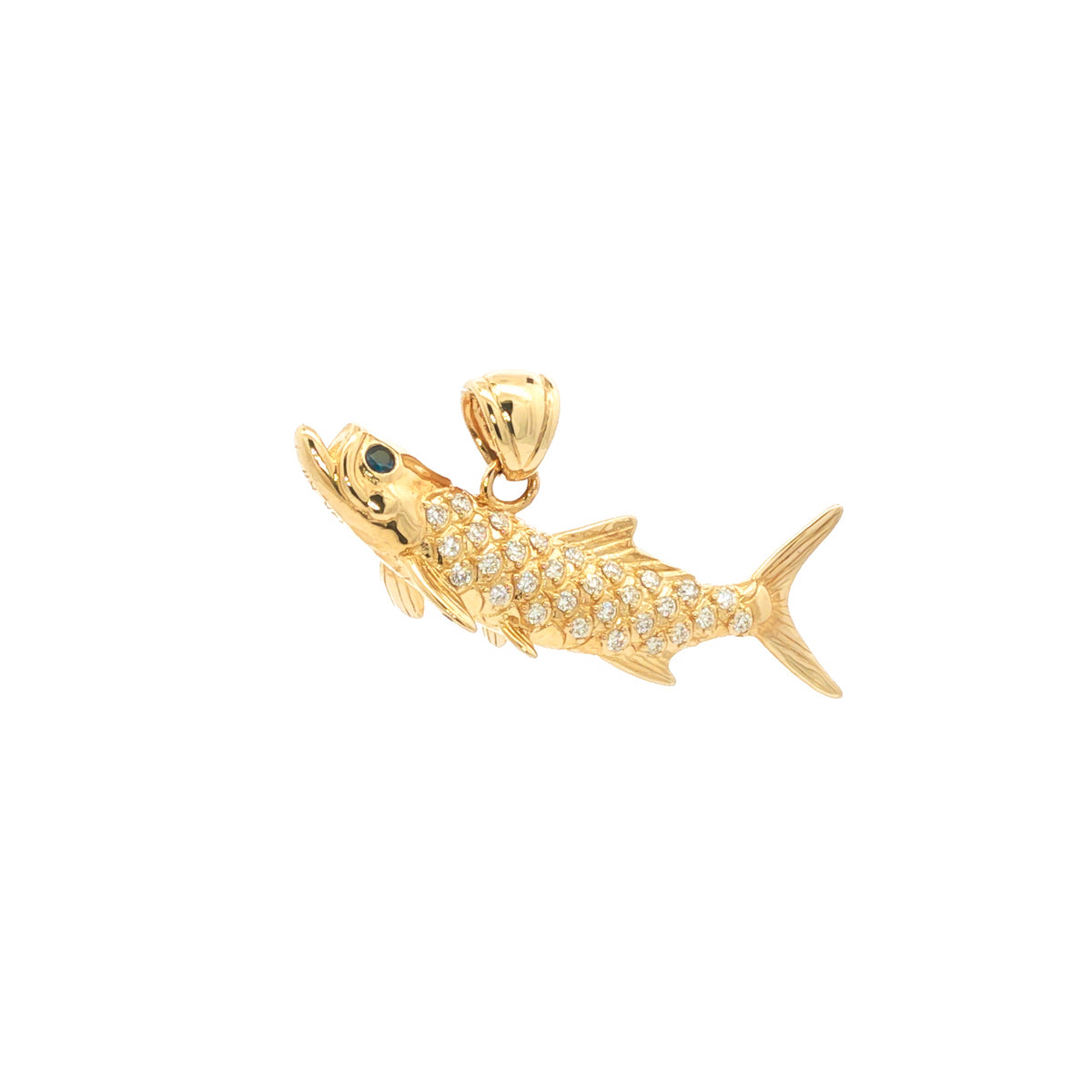 14kt Yellow Gold Sapphire & 0.19 ctw Diamond Reversible Tarpon Pendant