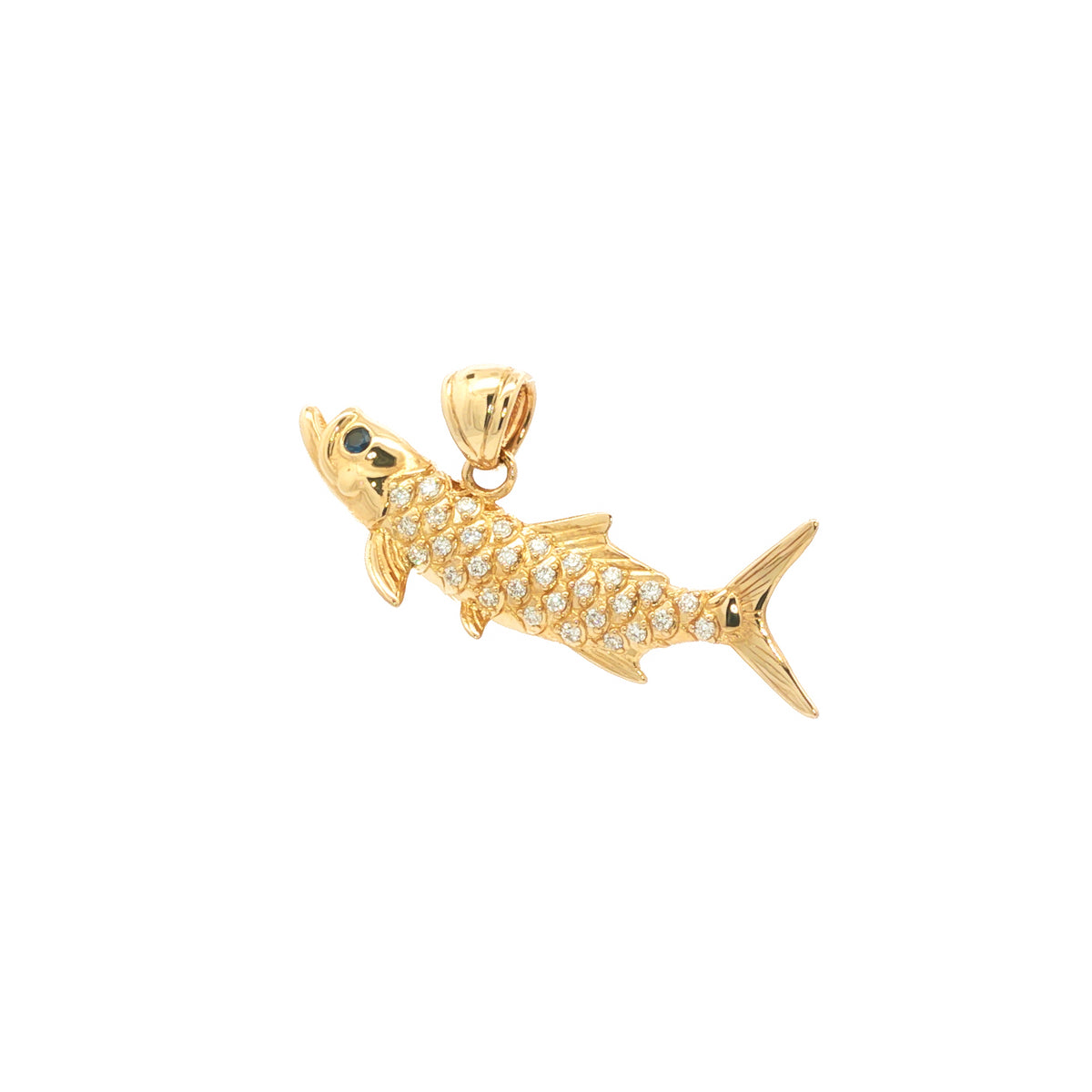 14kt Yellow Gold Sapphire & 0.19 ctw Diamond Reversible Tarpon Pendant