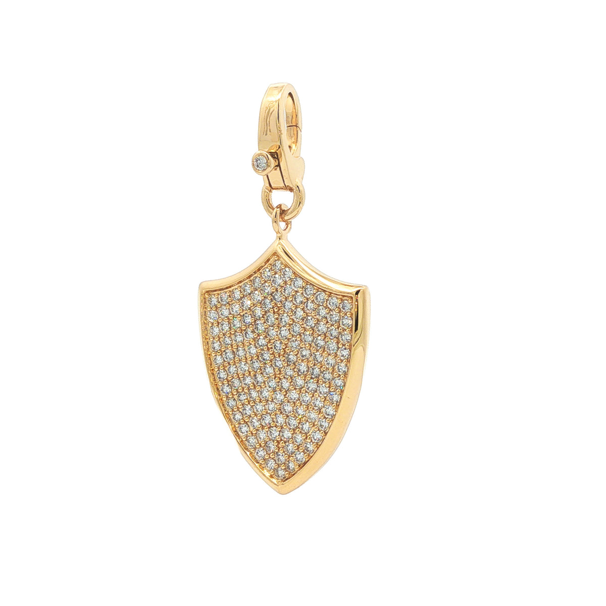 Medoro 14kt Yellow Gold 1.18 ctw Diamond Pavé Shield Pendant with Bezel Diamond Clasp