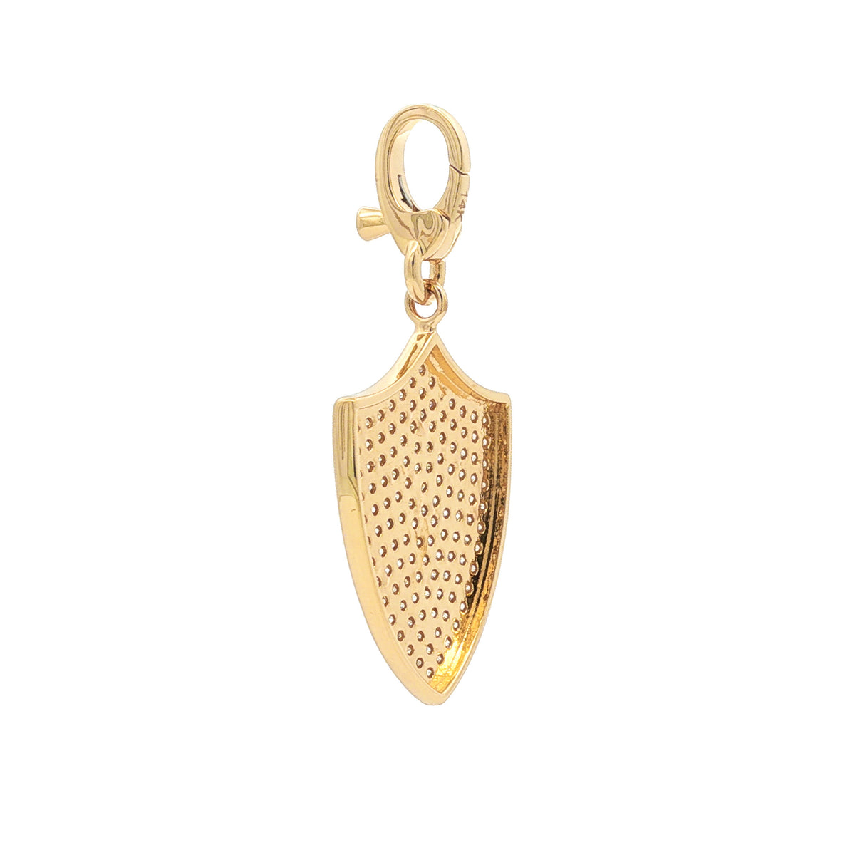 Medoro 14kt Yellow Gold 1.18 ctw Diamond Pavé Shield Pendant with Bezel Diamond Clasp