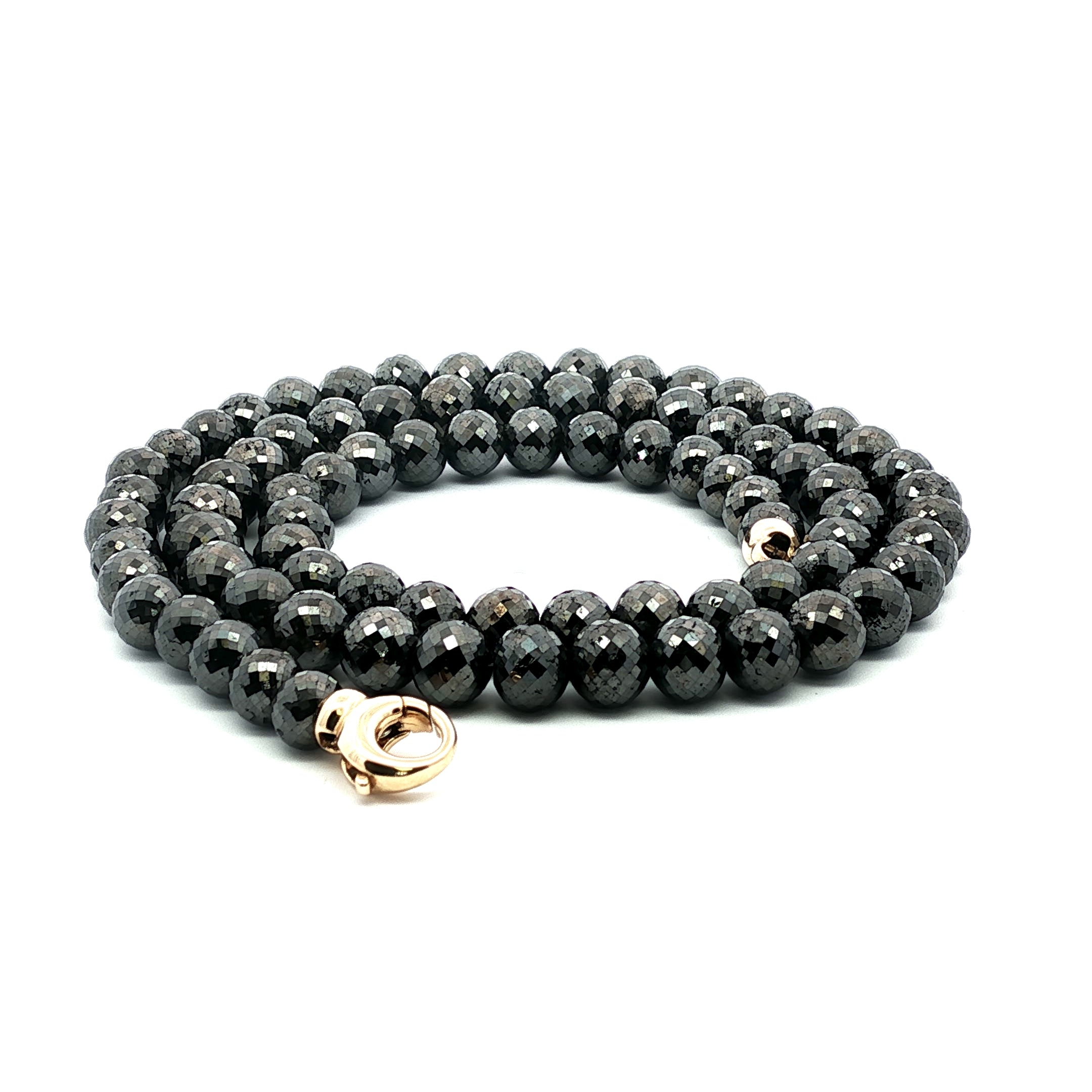 14kt White Gold Black Diamond Bead Necklace - Various Sizes 208.75 Carats 22 Inches
