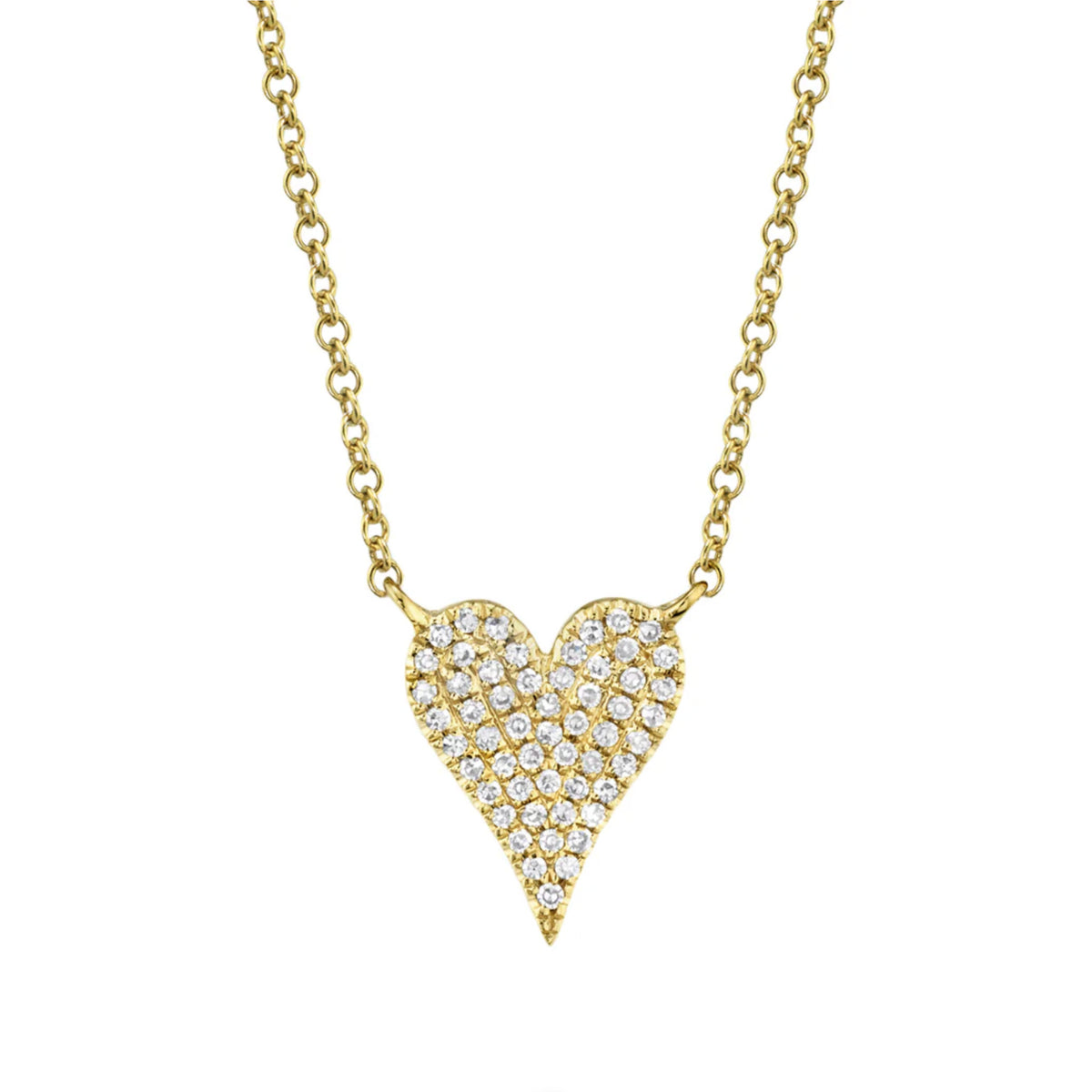 14kt Gold .11 ctw Pave Diamond Heart Necklace Yellow