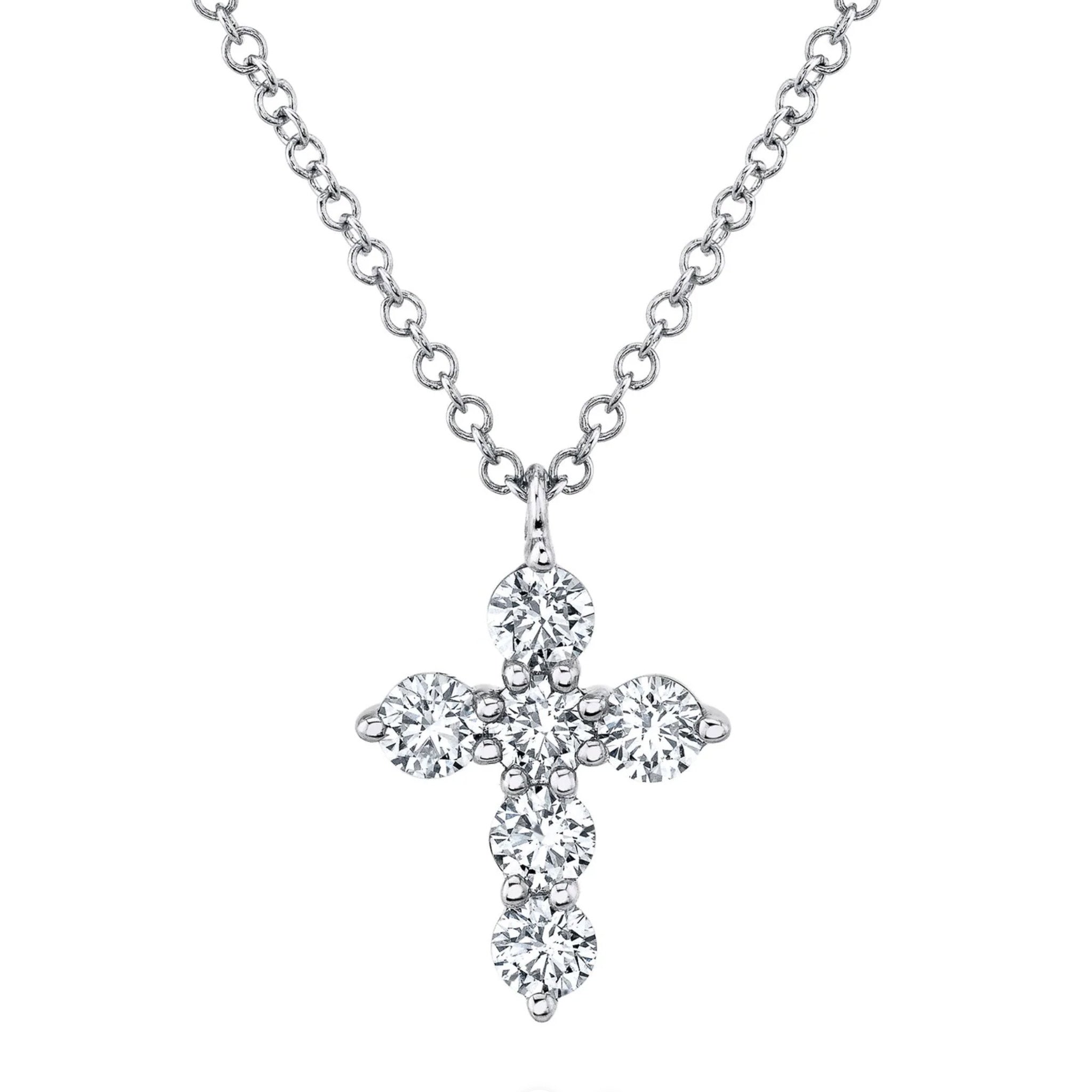 14kt Gold .50 ctw Diamond Cross Necklace White,Gold