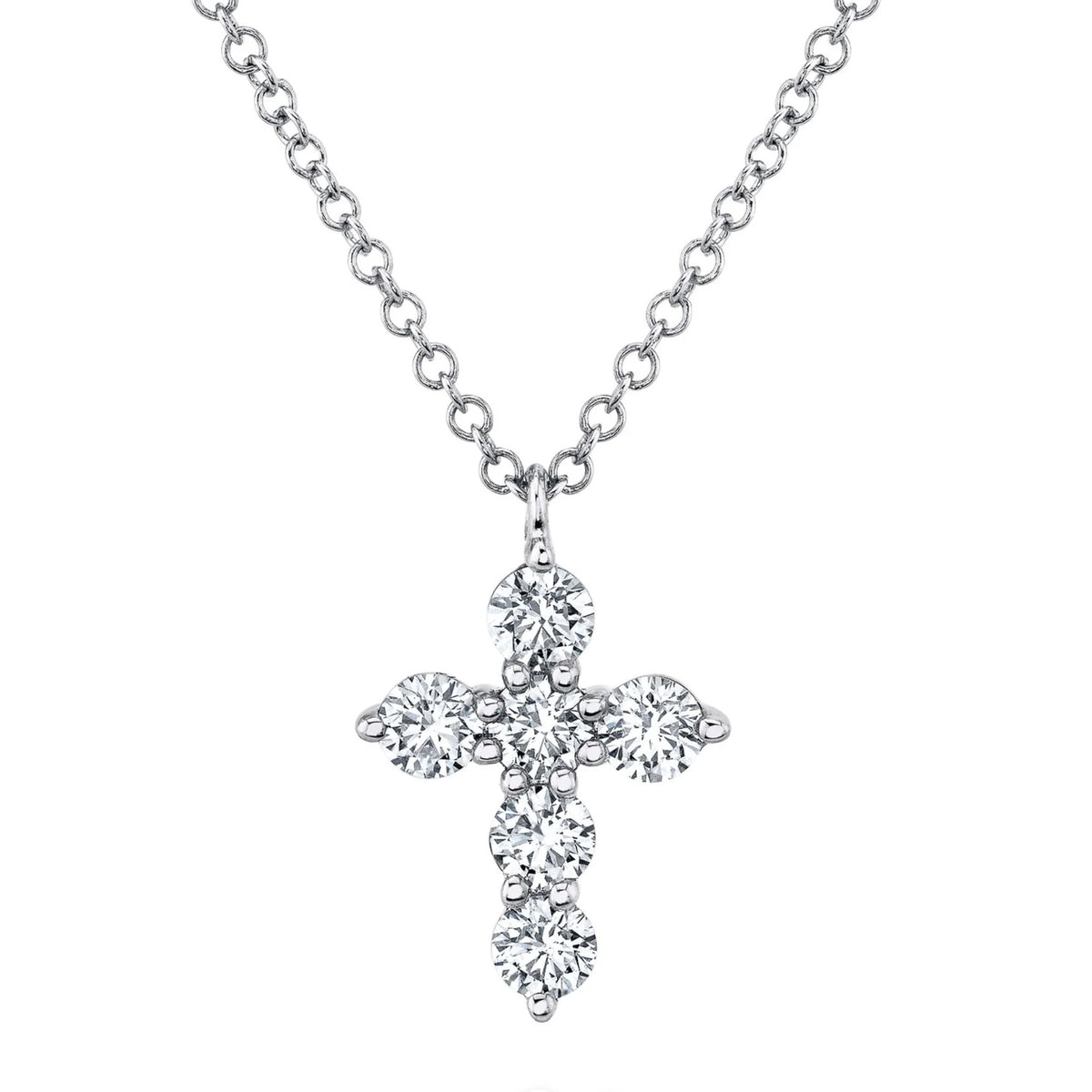 14kt Gold .50 ctw Diamond Cross Necklace White