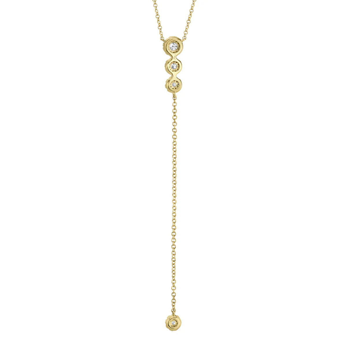 14kt Gold .29 ctw Round Brilliant Diamond Halo Lariat Necklace Yellow,White