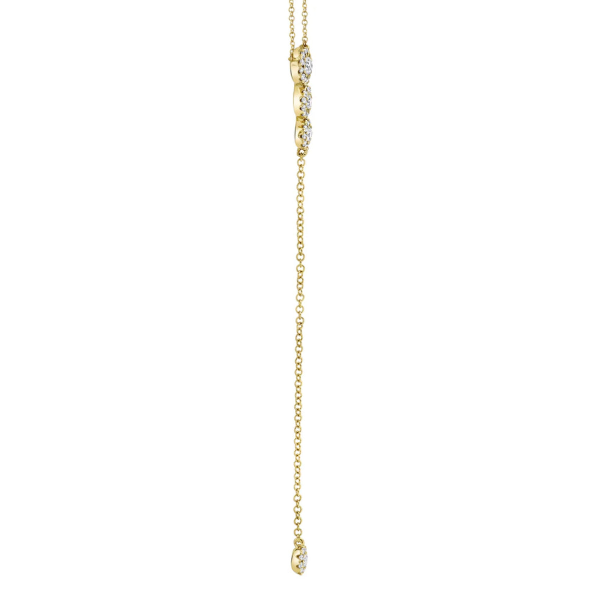 14kt Gold .29 ctw Round Brilliant Diamond Halo Lariat Necklace Yellow,White