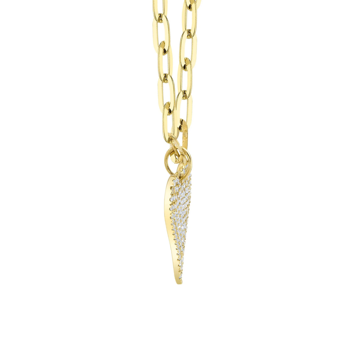 14kt Yellow Gold .21 ctw Diamond Pave Heart Paperclip Necklace