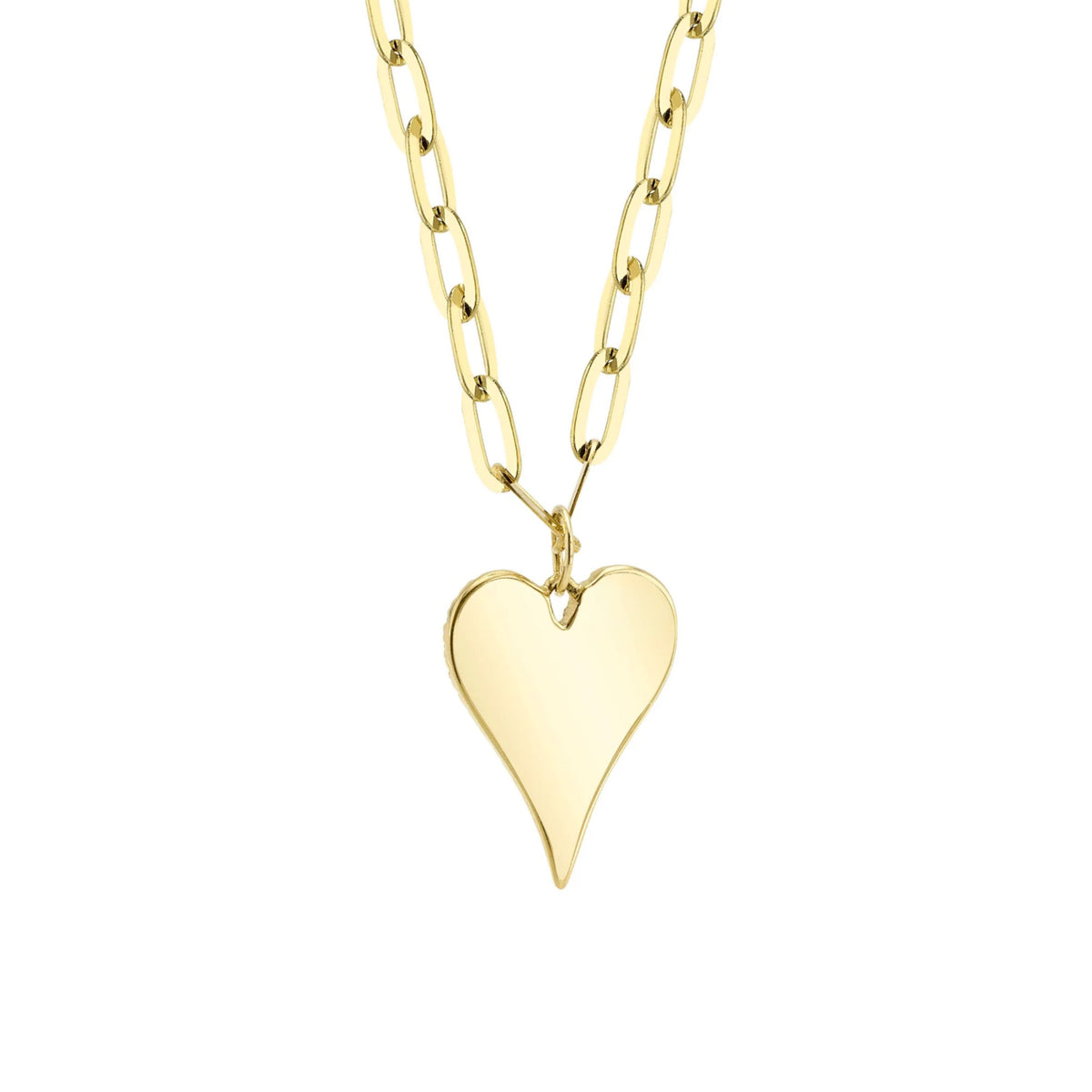 14kt Yellow Gold .21 ctw Diamond Pave Heart Paperclip Necklace