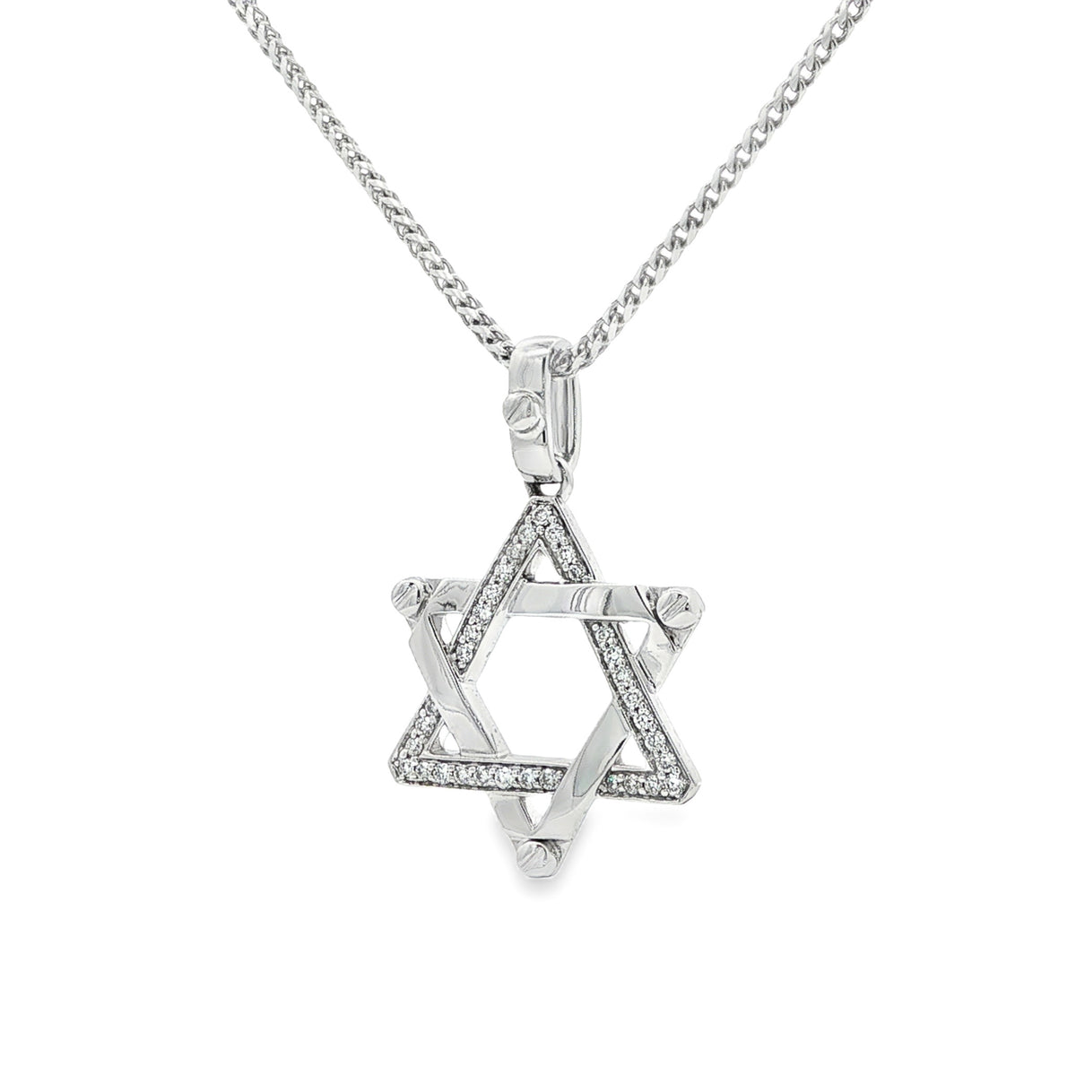 Medoro 14kt White Gold 0.17 ctw Pavé Diamond Star of David Pendant