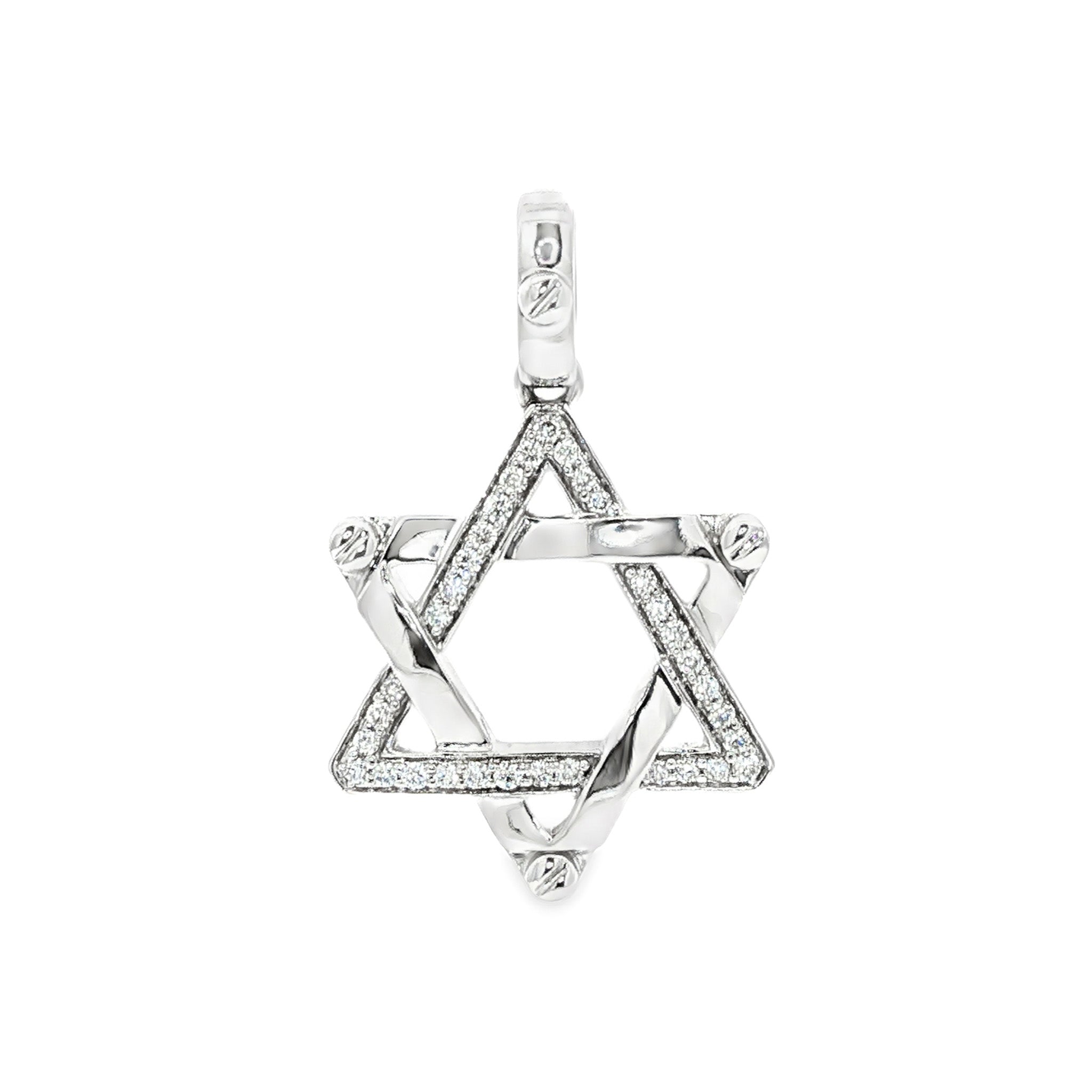 Medoro 14kt White Gold 0.17 ctw Pavé Diamond Star of David Pendant