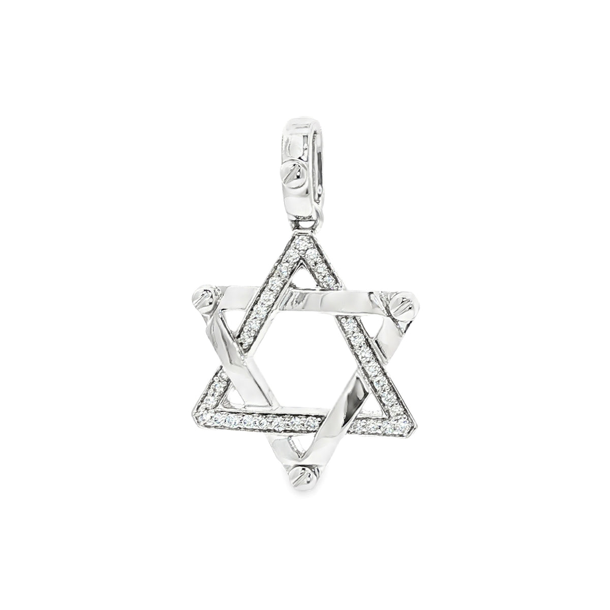 Medoro 14kt White Gold 0.17 ctw Pavé Diamond Star of David Pendant