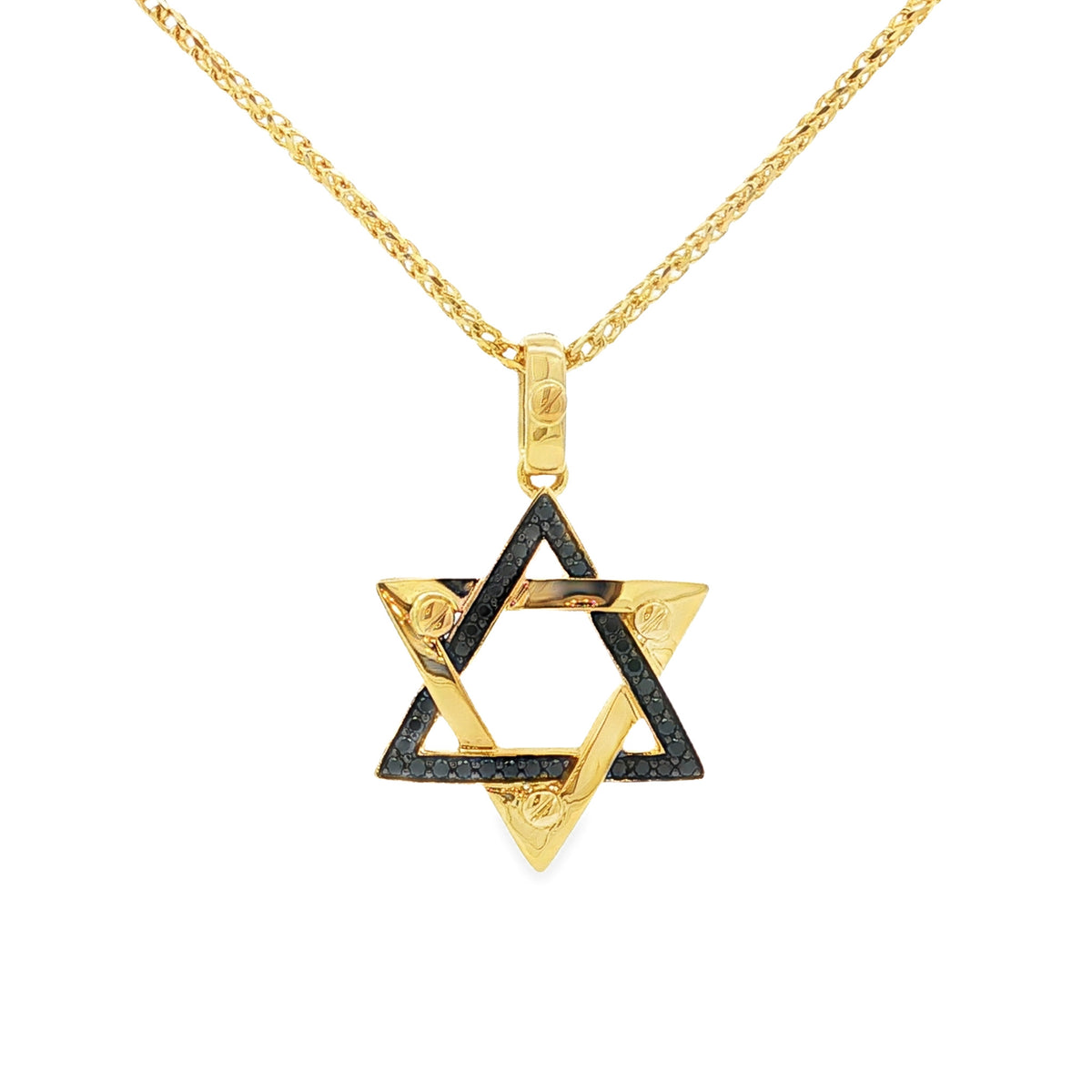Medoro 14kt Yellow Gold 0.18 ctw Pavé Black Diamond Star of David Pendant