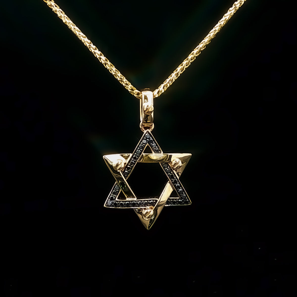 Medoro 14kt Yellow Gold 0.18 ctw Pavé Black Diamond Star of David Pendant