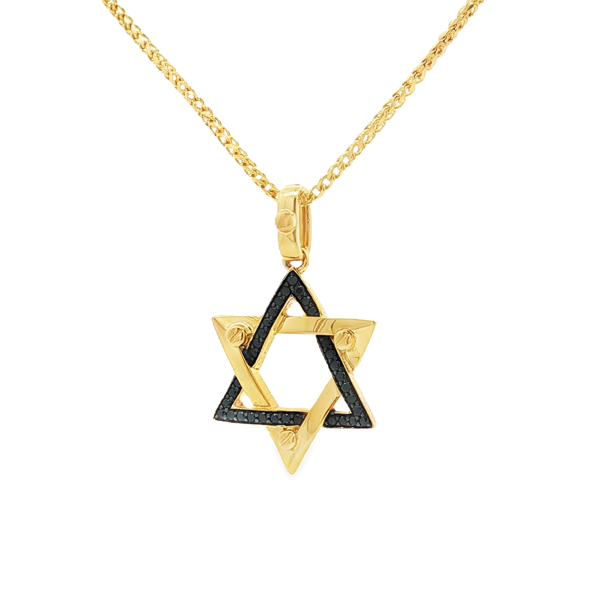 Medoro 14kt Yellow Gold 0.18 ctw Pavé Black Diamond Star of David Pendant