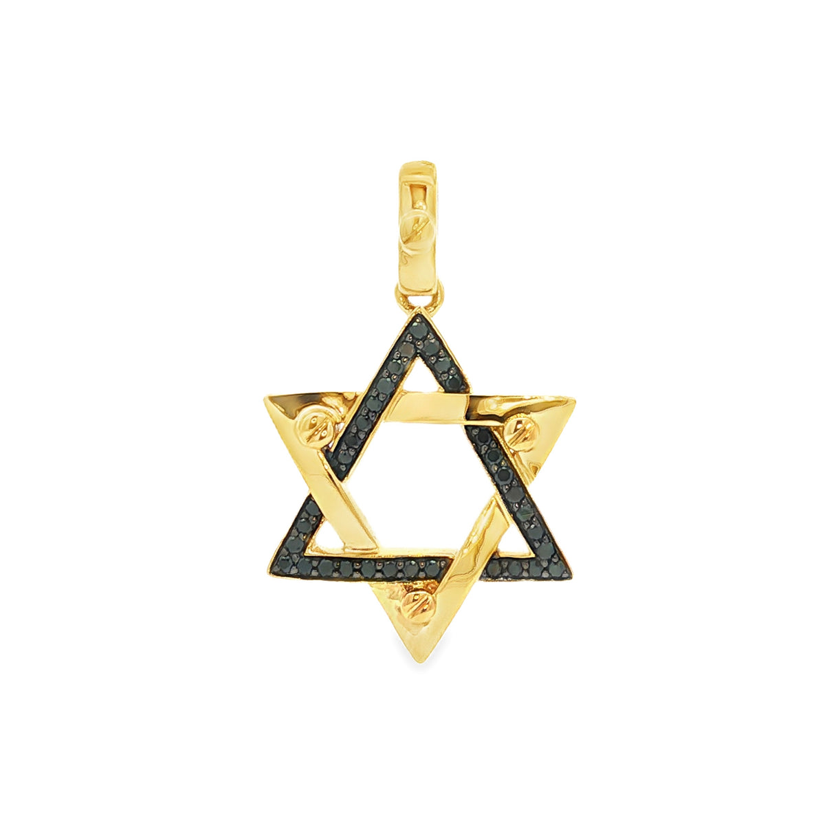 Medoro 14kt Yellow Gold 0.18 ctw Pavé Black Diamond Star of David Pendant