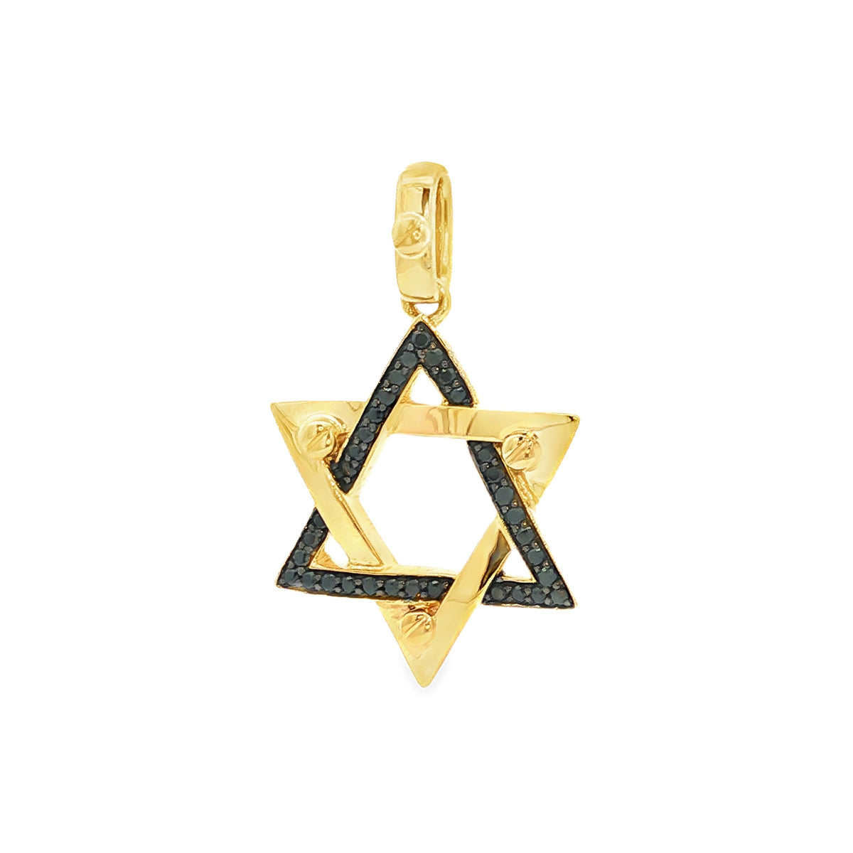 Medoro 14kt Yellow Gold 0.18 ctw Pavé Black Diamond Star of David Pendant
