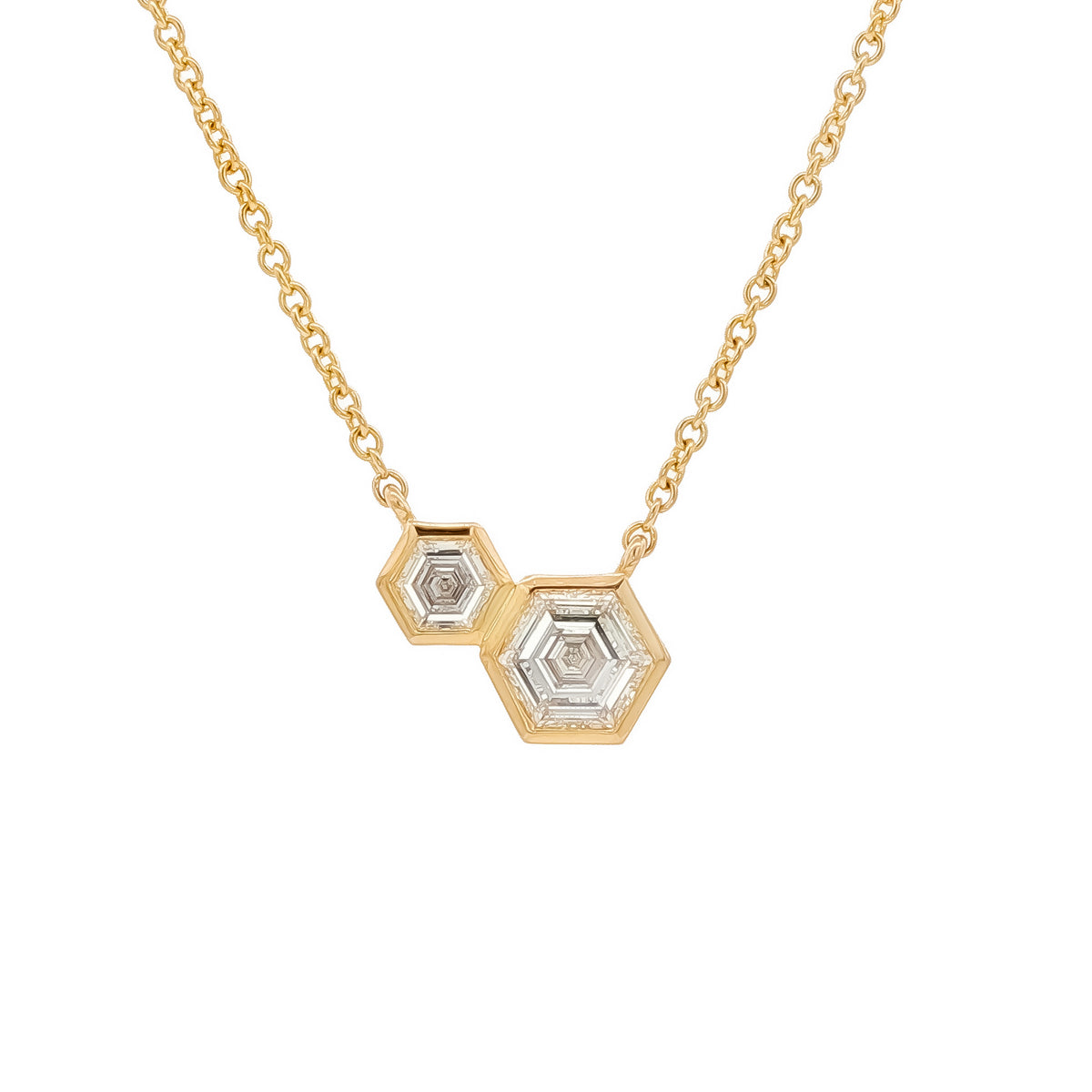 Medoro 14K Yellow Gold .57 ctw Hexagon Cut Diamond Molecule Necklace