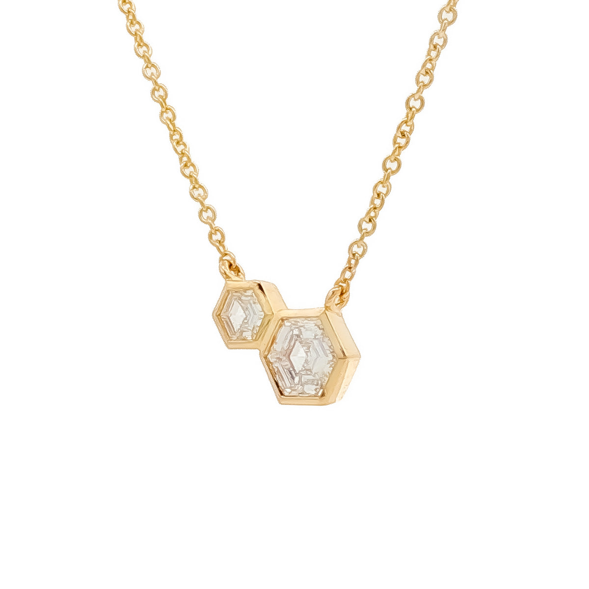 Medoro 14K Yellow Gold .57 ctw Hexagon Cut Diamond Molecule Necklace