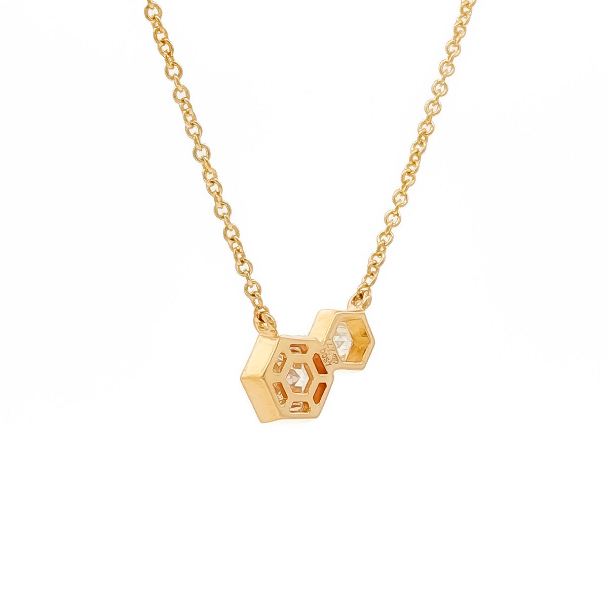 Medoro 14K Yellow Gold .57 ctw Hexagon Cut Diamond Molecule Necklace