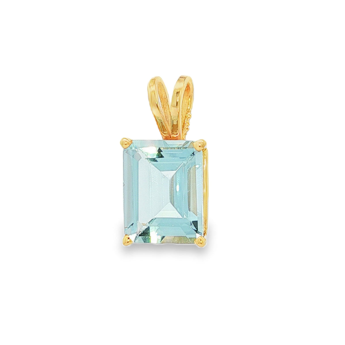 14kt Yellow Gold 9x7 mm Emerald Cut Aquamarine Pendant