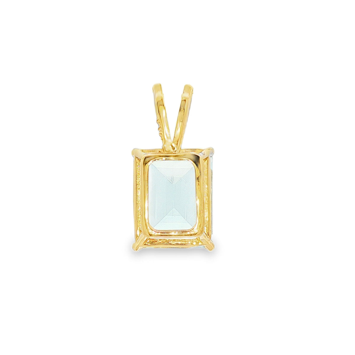14kt Yellow Gold 9x7 mm Emerald Cut Aquamarine Pendant