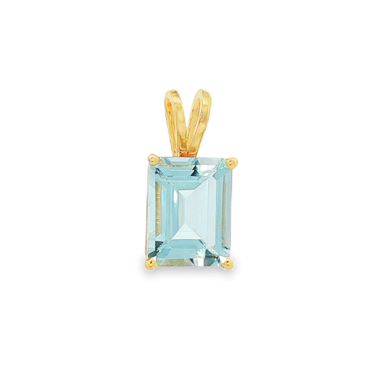 14kt Yellow Gold 9x7 mm Emerald Cut Aquamarine Pendant