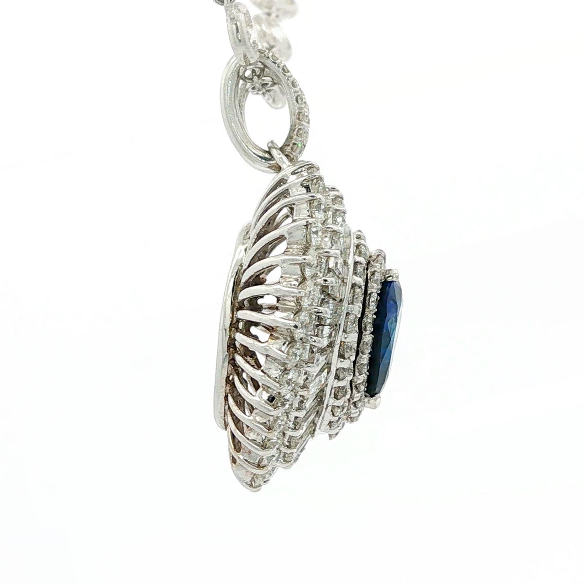 Juleve 18kt White Gold 3.59 ct Sapphire Heart & 4.04 ctw Diamond Halo Pendant