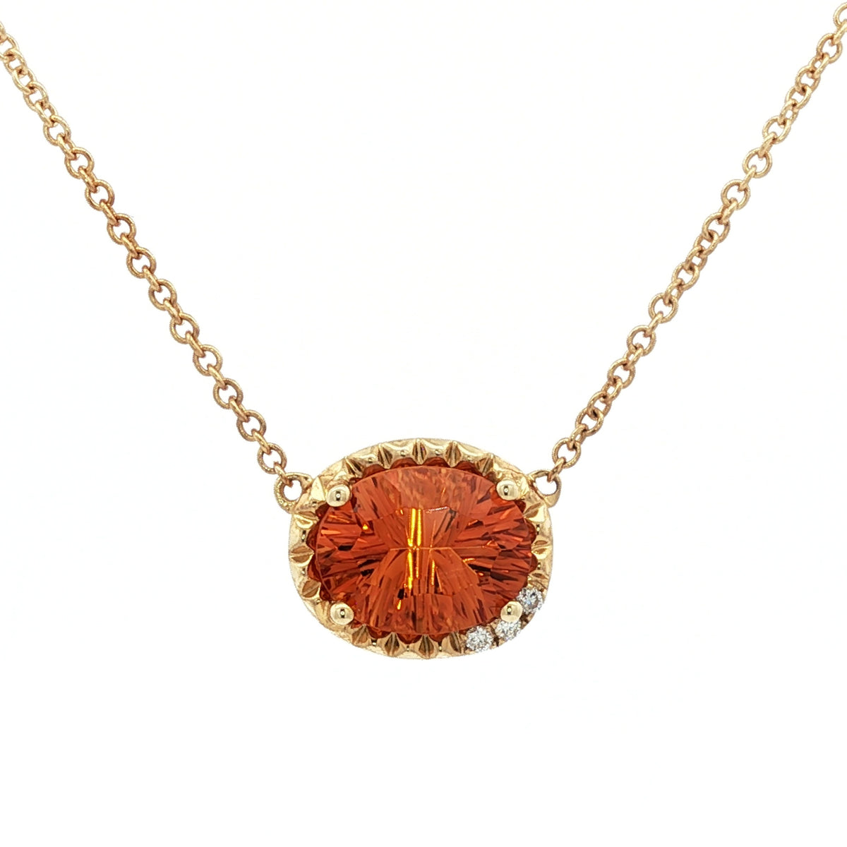 Emilique 14kt Yellow Gold & 1.70 ct Oval Citrine with Diamond Accent Necklace