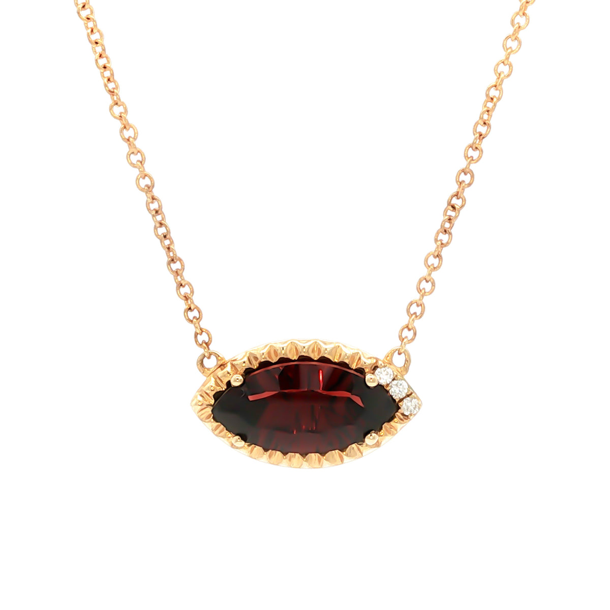 Emilique 14kt Yellow Gold 2.27 ct Marquise Garnet and Diamond Accent Necklace