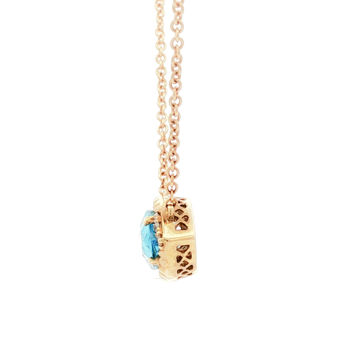 Emilique 14kt Yellow Gold & 2.11 ct Marquise Blue Topaz with Diamond Accent Necklace