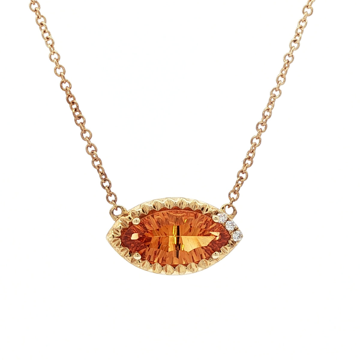 Emilique 14kt Yellow Gold & 1.43 ct Marquise Citrine with Diamond Accent Necklace