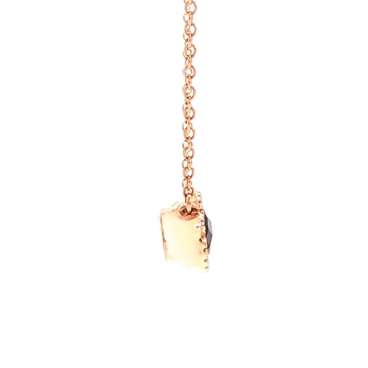 14kt Rose Gold .95 ct Oval Garnet and Diamond Halo Necklace