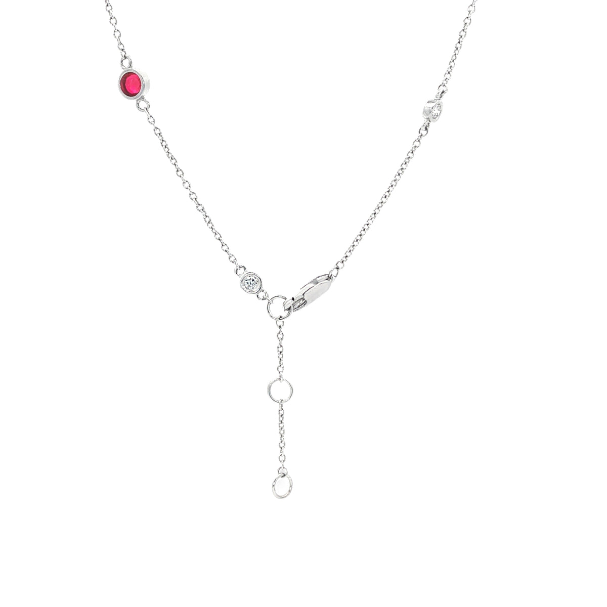 14kt White Gold 2.82 ctw Ruby & Diamond Station Necklace