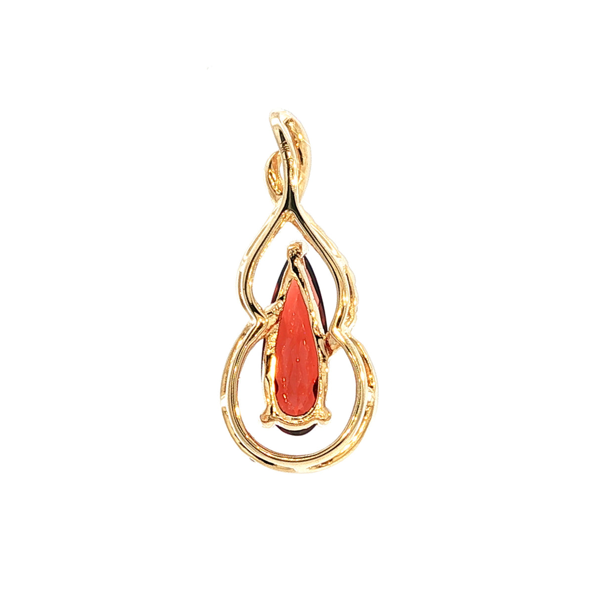 14kt Yellow Gold Swirl & .95 ct Pear Shape Garnet with Diamond Accent Pendant