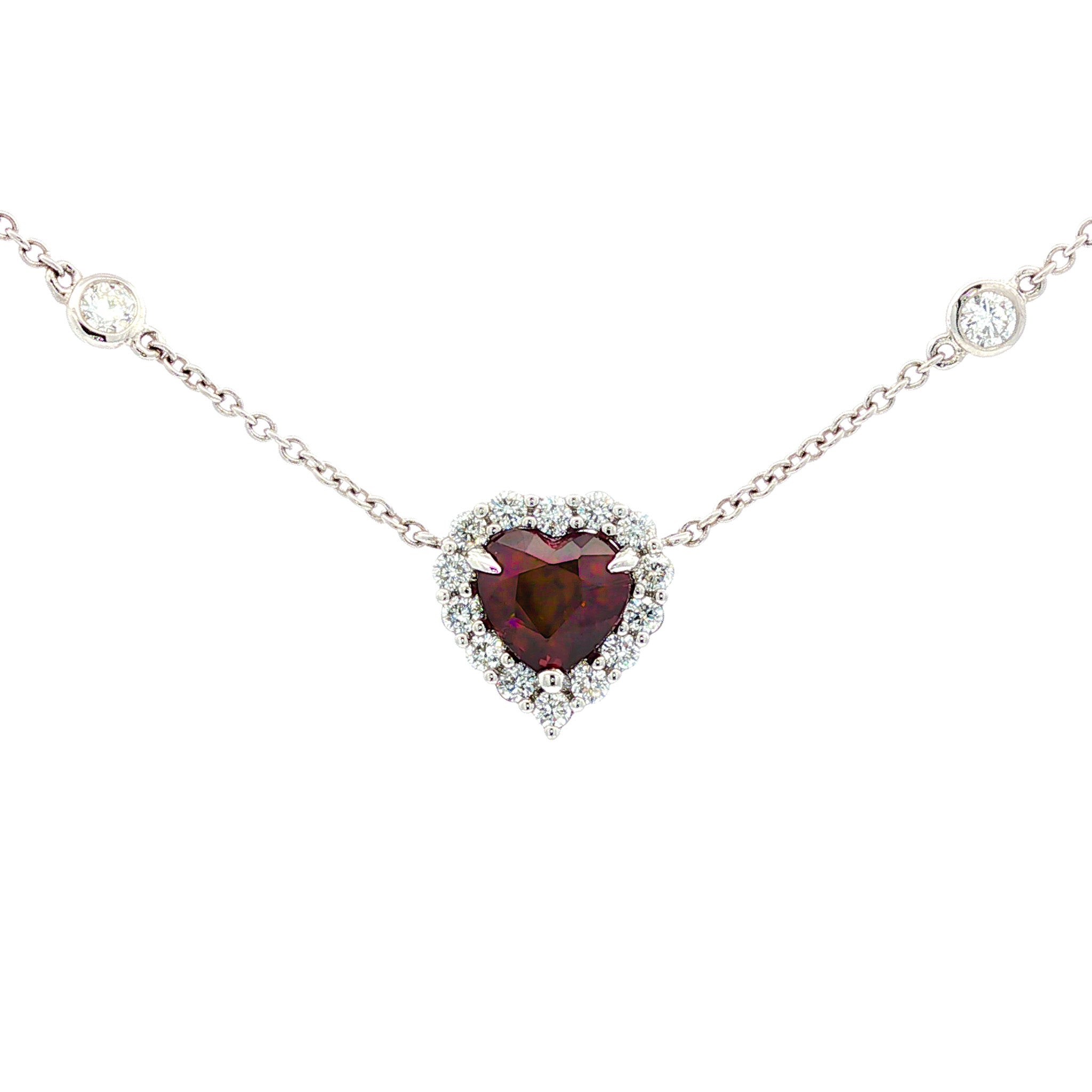 Juleve 18kt White Gold 1.95 ct Ruby & .79 ctw Diamond Halo Necklace